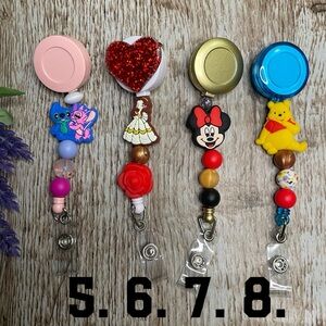 Badge Reel Stitch Artisan Beaded Handcrafted Office ID Card Holder Retractable